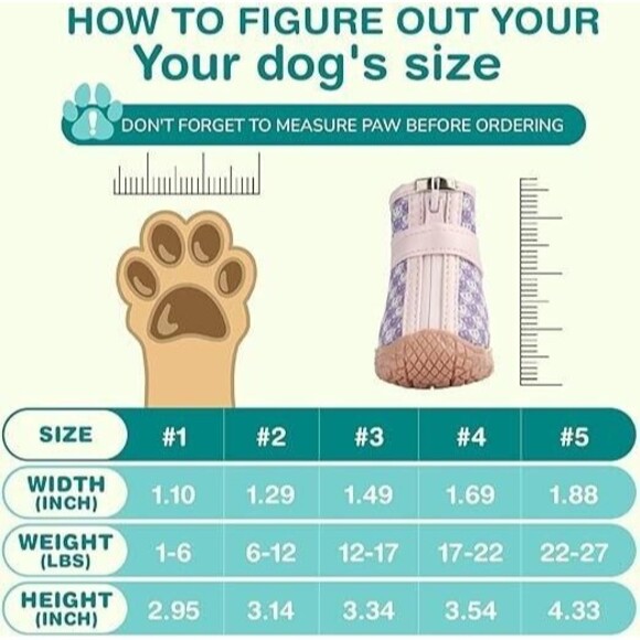 4pcs Dog Shoes SmallBoots Booties for Snow Rain Reflective Anti-slip Size 5 - Picture 3 of 4